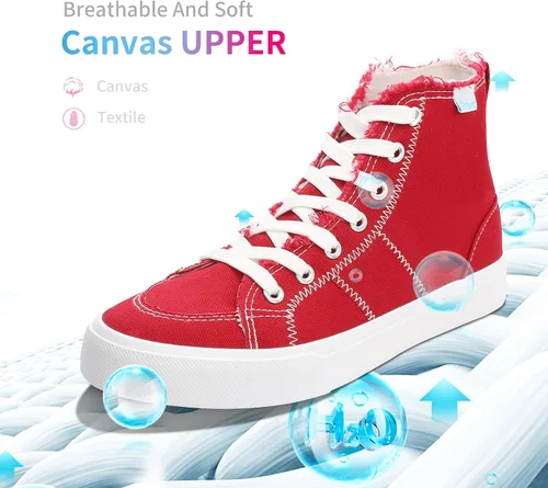 Miniatura 49 de Obtaom Zapatos de lona de alta calidad para mujer/hombre para jugar a media pantorrilla, zapatillas de deporte de moda casuales con cordones de alta