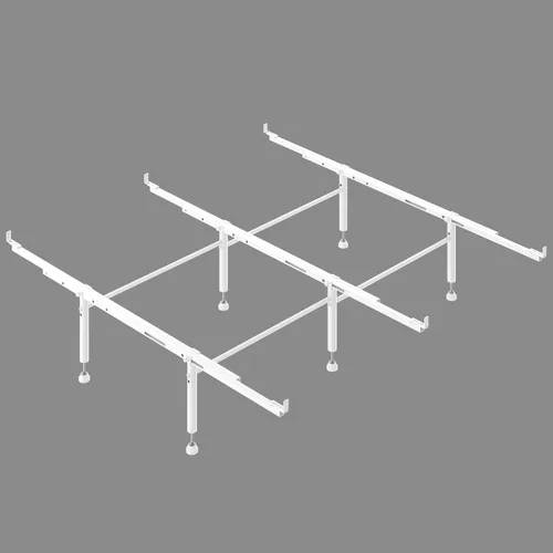 Miniatura 7 de Sistema de soporte de marco de cama, 3 rieles cruzados y 6 patas ajustables, vigas de soporte central fuertes universales para cama matrimonial