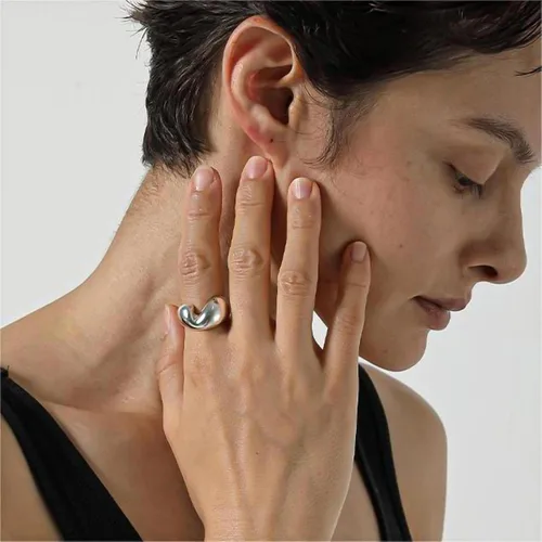 Miniatura 195 de Anillo de plata de ley 925, minimalista, ajustable, hecho a mano, para mujeres y niñas