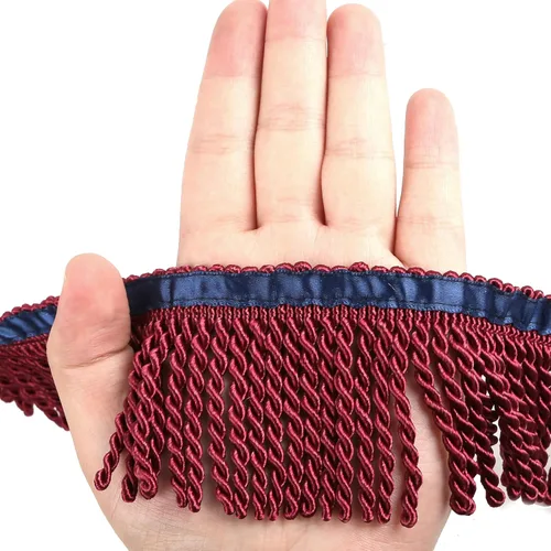 Miniatura 14 de Ribete de Flecos de Lingotes y Adornos 5/10 Yardas X 2.5 Pulgadas de Tela para Costura DIY Decoración para Ropa Flecos Hebreos Dorados con Cinta Azul