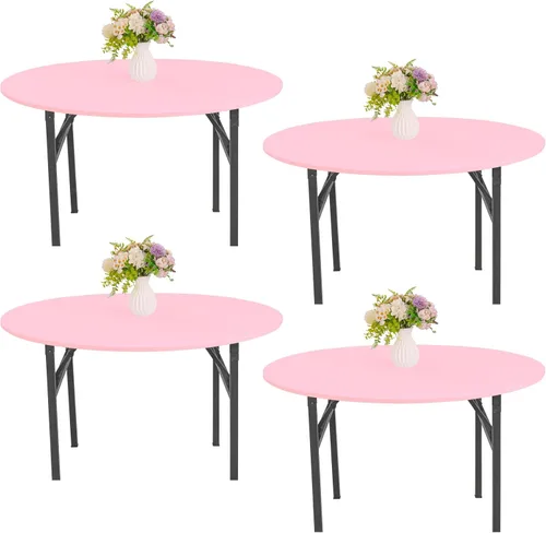 Miniatura 8 de Mantel redondo de elastano para mesa, 4 piezas, elástico, ajustable, lavable, protector de mesa para interiores y exteriores (negro)