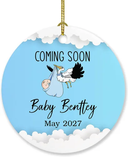 Miniatura 20 de Adorno personalizado para bebé que llega 2027, adorno de Navidad de Bump, elige el nombre del bebé y el año de Navidad para el nuevo abuelo abuela