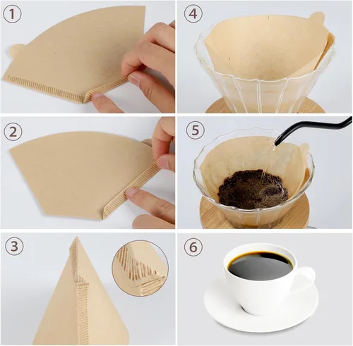 Miniatura 4 de 200 filtros de café #2, 2 filtros de café de cono natural sin blanquear, 2 filtros de cono de papel compatible con cafetera por goteo y vertido