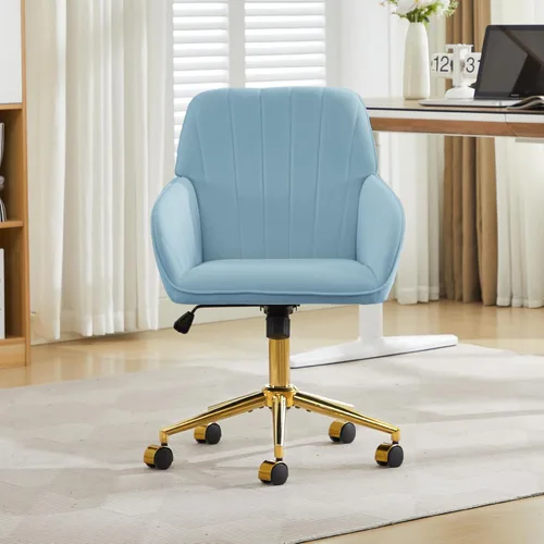Miniatura 5 de Silla de escritorio de terciopelo para oficina en casa, moderna y bonita silla de trabajo para computadora con respaldo, silla de tocador tapizada