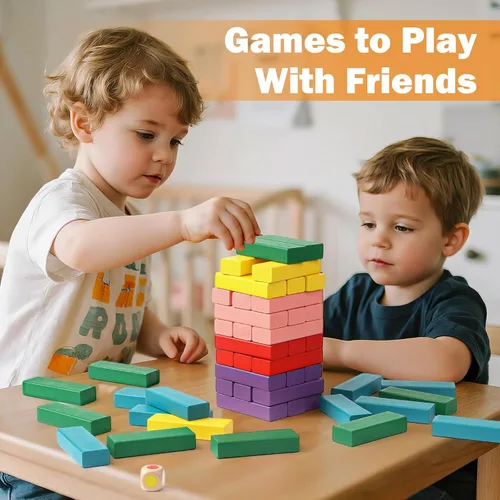 Miniatura 2 de Juego de mesa de bloques de madera para niños, 48 piezas