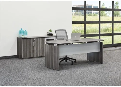 Miniatura 5 de Pemberly Row Carcasa de escritorio flotante para computadora de 72 pulgadas en acero gris