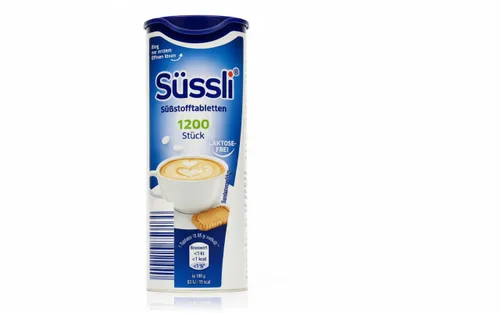 süssli Suessli - Tabletas edulcorantes alemanas 1200 unidades en dispensador, receta sin lactosa, importado de Alemania