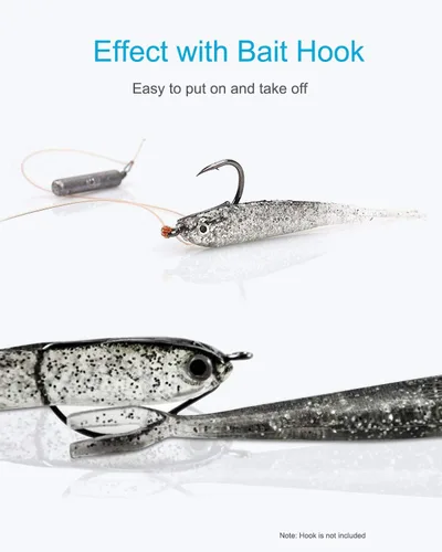 Miniatura 5 de Señuelos de pesca, cebos para lubina, juego de señuelos de cola dividida de plástico suave, 24 piezas Jerk Minnow Swimbait