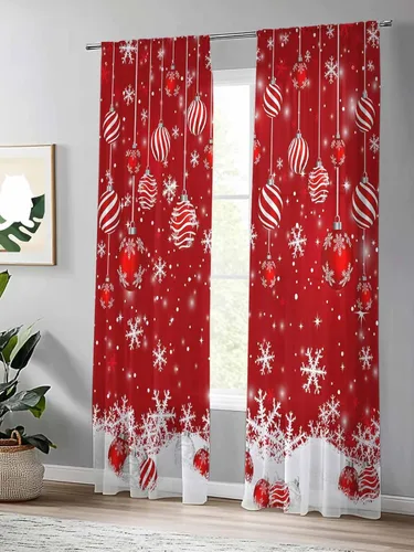 Miniatura 4 de Cortinas CosyBright Feliz Día de San Valentín, 63 Pulgadas de Largo, 2 Paneles, Gnomos, Cortina de Ventana Roja, Corazón de Amor, Árbol, Cortinas
