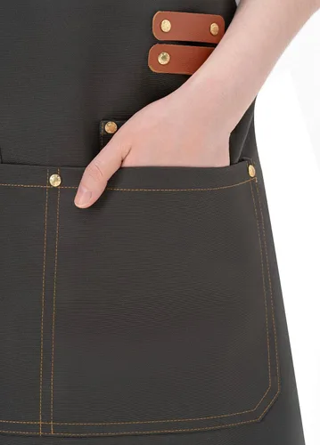 Miniatura 6 de Delantales de chef para hombres y mujeres con bolsillos grandes, lona de algodón, espalda cruzada, ajustable, para cocinar, trabajo, impermeable