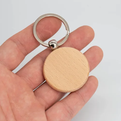 Miniatura 4 de TFoRibbon 50 Uds Madera Grabado Blanks Llaveros en Blanco de Madera (Redondo) TFoRibbon00057