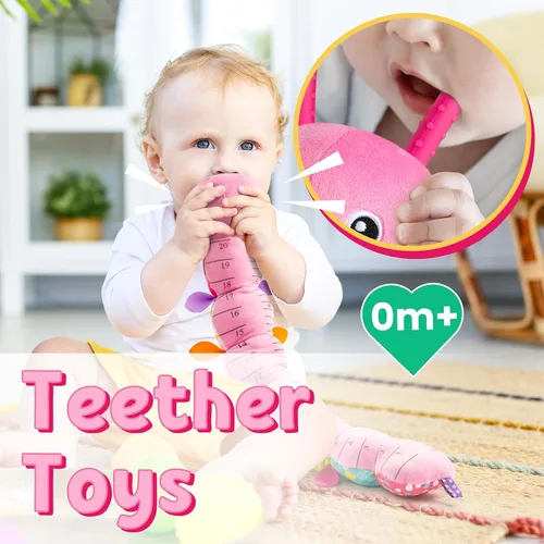 Miniatura 6 de LIGHTDESIRE Juguetes musicales para bebés, oruga, juguete de peluche infantil con arrugas y sonajeros, juguetes sensoriales suaves con texturas