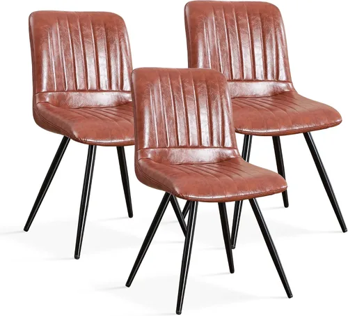 Miniatura 45 de Sillas de comedor, modernas sillas de comedor con cojines gruesos, sillas tapizadas de piel sintética para cocina, comedor con patas de metal