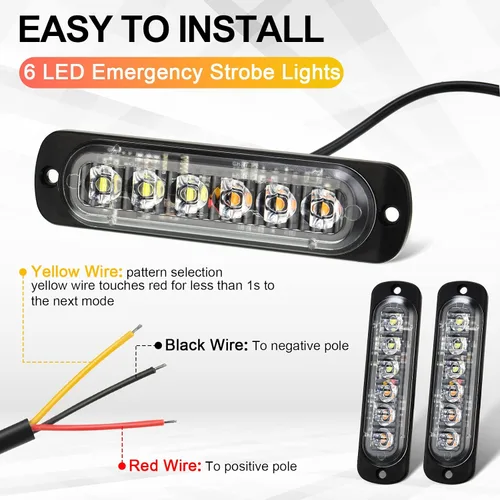 Miniatura 3 de Paquete de 20 luces LED estroboscópicas de emergencia, 6 LED ámbar y blanco, luces intermitentes de montaje en superficie, luces intermitentes