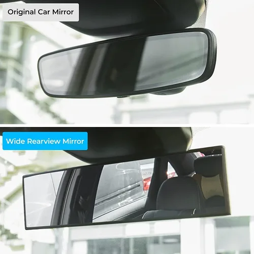 Miniatura 2 de JOYTUTUS Espejo retrovisor, universal de 11.81 pulgadas, panorámico, convexo, retrovisor interior con clip, espejo gran angular para reducir