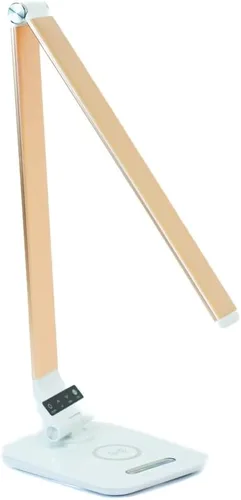Miniatura 11 de Lámpara de escritorio con luz de acento RGB, cargador inalámbrico, puerto USB, controles de luz regulables (oro rosa)