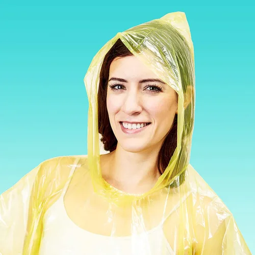 Miniatura 4 de Juvale Ponchos de lluvia para adultos, tamaño único (50 x 39.4 pulgadas), plástico con capucha, 5 colores vibrantes, paquete familiar de 20 ponchos