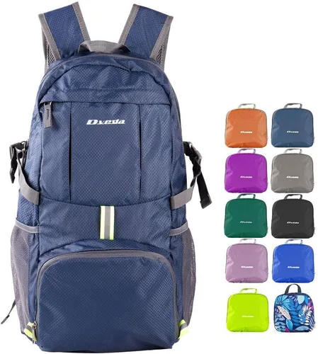 Mochila plegable ligera de 35L impermeable duradera para senderismo mochila de viaje Azul marino