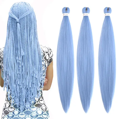 Miniatura 14 de Xiaofeng Extensiones de cabello trenzado coloridas Ombre de 61 cm, 3 unidades, trenzas Jumbo de alta temperatura para trenzas en zigzag y trenzas