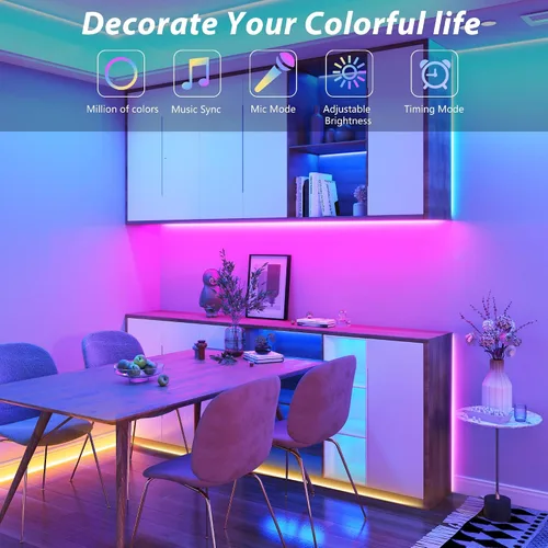 Miniatura 2 de Ledagic Tira de luces LED para exteriores impermeables de 50 pies (1 rollo), tira de luz LED exterior IP65 impermeable con control remoto