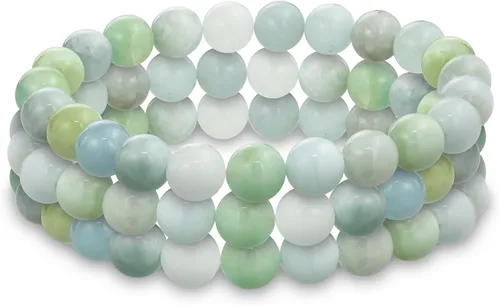 Miniatura 30 de Bling Jewelry Juego de 3 pulseras elásticas unisex apilables con cuentas redondas de 0.315 pulgadas para mujeres, adolescentes y hombres, multihebra