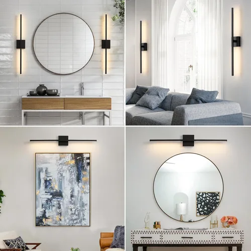 Miniatura 8 de Lámpara de tocador de baño negra de 30 pulgadas, giratoria de 360°, 18 W, regulable, 5CCT, LED, lámpara de baño negra sobre espejo, luces modernas
