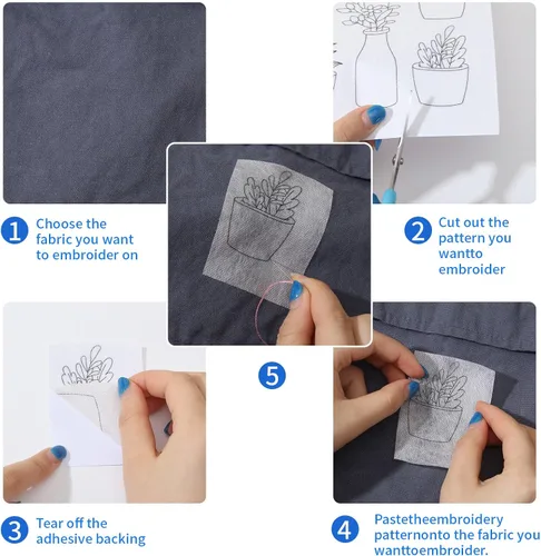 Miniatura 3 de Estabilizador soluble en agua de diseño grande para bordado y papel de bordado de puntada, estabilizadores de bordado con 16 patrones bíblicos