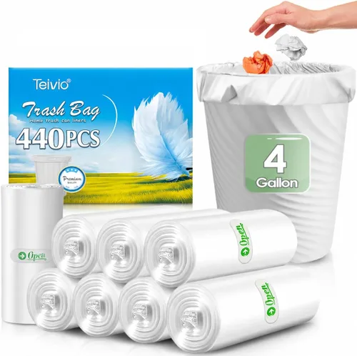 Miniatura 16 de Bolsas de basura resistentes de 4 galones, 330 unidades, de Teivio, forros para botes de basura de baño, bolsas pequeñas de plástico para hogar