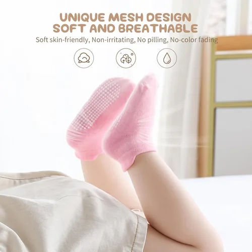 Miniatura 3 de Calcetines de tobillo antideslizantes para bebé, paquete de 12 para niños y niñas, calcetines de algodón lindos para bebés
