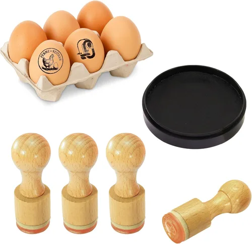 Sello de huevo personalizado – Sellos personalizados de marca de huevos con almohadilla de tinta para huevos frescos de granja, marcadores de huevos