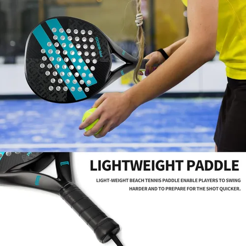 Miniatura 5 de Pala de pádel Superficie de Fibra de Carbono con núcleo de espuma EVA Memory Flex Pala de pádel ligera Azul cielo 2 piezas
