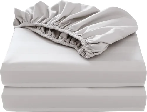 Miniatura 8 de Paquete de 2 sábanas bajeras de algodón puro tamaño individual XL para cama ajustable tamaño King dividido, 600 hilos, bolsillo profundo de 16 Gris