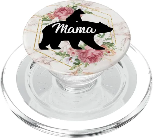 Miniatura 8 de Mama Bear Pop Socket Rose con 1 Cub Madre Regalo – PopSockets Grip y soporte para teléfonos y tabletas, Negro