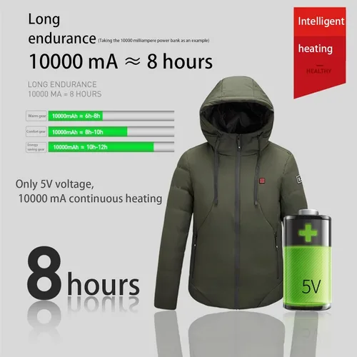 Miniatura 2 de TAPIYANG Abrigo térmico de Navidad con 3 niveles de calefacción, 4 zonas de calefacción, carga USB, sin batería incluida