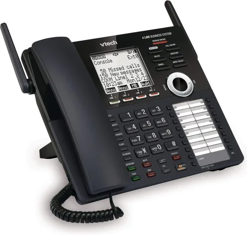 Miniatura 4 de VTech AM18447 - Consola principal 4 líneas expansible para pequeñas empresas, sistema de teléfono de oficina con contestadora, intercomunicador