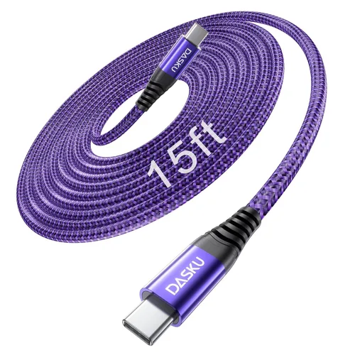 Miniatura 10 de Cable USB C a USB C extra largo de 100 W [paquete de 15 pies/2 unidades] Cable de carga rápida compatible con iPhone 17/17 Pro Max, iPhone 16 Negro