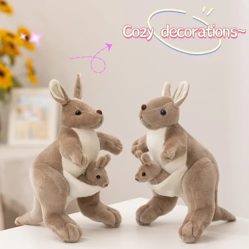 Miniatura 7 de Juguete de peluche de canguro de 9.84 pulgadas con Baby Joey, linda muñeca de peluche, suave canguro mamá y bebé, cumpleaños perfecto para niños