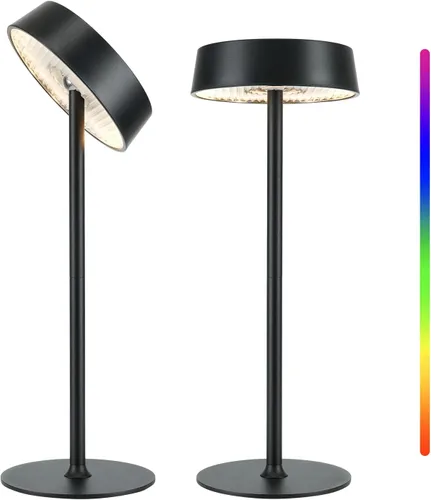 Miniatura 16 de Lámpara inalámbrica, lámpara de mesa recargable, funciona con pilas, control táctil regulable RGB, 3 temperaturas de color, función de memoria LED