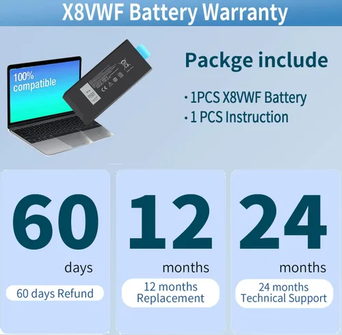 Miniatura 6 de 97Wh X8VWF CJ2K1 DKNKD Batería para Dell Latitude 14 Rugged 5404 5414 E5404 Extreme 7404 7414 E7404 Series P45G P45G001 P45G002 P46G P46G001 P46G0