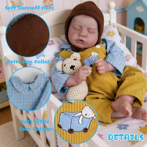 Miniatura 5 de EKOKIZ Ropa de muñecas Reborn para bebé, ropa de bebé niño perfectamente lindos, trajes de muñecas recién nacidas de 17 a 20 pulgadas, accesorios