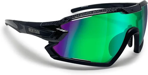 Miniatura 17 de Bertoni Gafas de sol deportivas polarizadas fotocromáticas ciclismo MTB con prescripción portador QUASAR Negro-Aguamarina/Espejo Azul