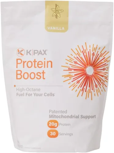 K* PAX KPAX Mezcla de proteínas inmunes, fórmula de apoyo mitocondrial + superalimento verde y probióticos vainilla 2 libras