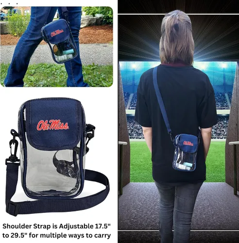 Miniatura 5 de Mini bolsa para estadio – Bolsa cruzada transparente compacta de 7.5 pulgadas – Juegos, graduaciones, conciertos – Aprobado por la NCAA de seguridad