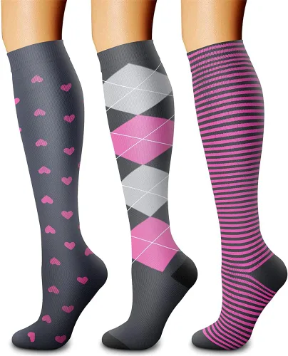 Miniatura 145 de CHARMKING - Calcetines de compresión para mujeres y hombres (3 pares), 15-20 mm Hg, el mejor apoyo para atletismo, running o ciclismo, mejora