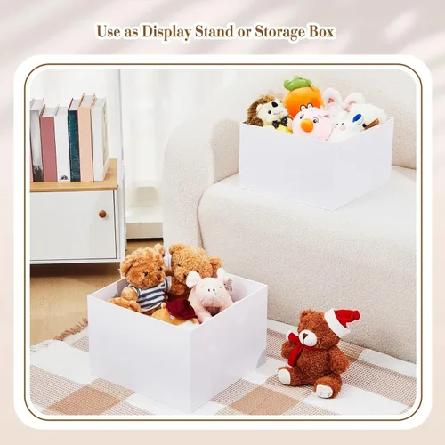 Miniatura 5 de Leinuosen Juego de 7 elevadores de buffet extra grandes de 8" a 14" caja de exhibición de acrílico cuadrada elevador de mesa de postres para Blanco