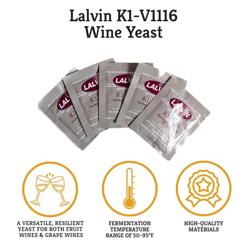 Miniatura 2 de Craft A Brew - Levadura de vino Lalvin K1-V1116 - Levadura de vino seca neutra - Para vinos tradicionales o de frutas - Ingredientes