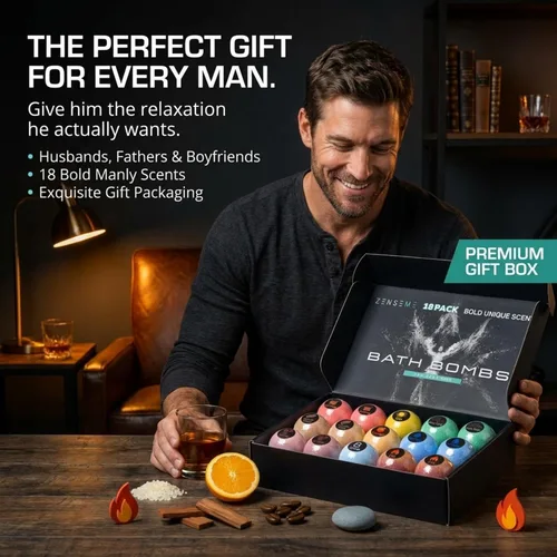 Miniatura 5 de Bombas de baño para hombres, juego de 18 bombas de baño naturales perfumadas fuertes hechas a mano de 2.5 onzas con aromas de aceites esenciales