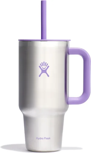 Miniatura 95 de Hydro Flask Vaso de Viaje con Asa, Tapa y Pajita - Acero Inoxidable Aislado en 24 Oz Aloe