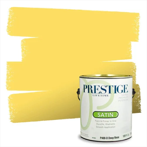Miniatura 56 de PRESTIGE Pinturas Pintura Exterior e Imprimación En Uno, 1 Galón, Satinado, Pareja Comparable de Benjamin Moore* Amarillo* 320BM-PCM