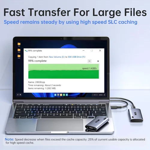 Miniatura 4 de SSK SSD portátil de 1 TB, hasta 2000 MB/s unidades de estado sólido externas, USB 3.2 Gen2X2 NVMe SSD disco duro externo, ultra baja potencia